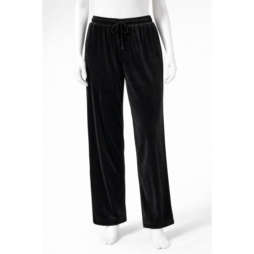 Saint Germain Paris Women's Black‎ Velour Whimsical Pants Drawstring Wide Leg  L